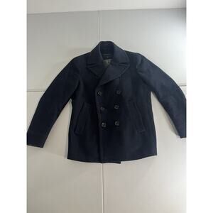 Banana Republic Wool Pea Coat Size Medium Navy Blue